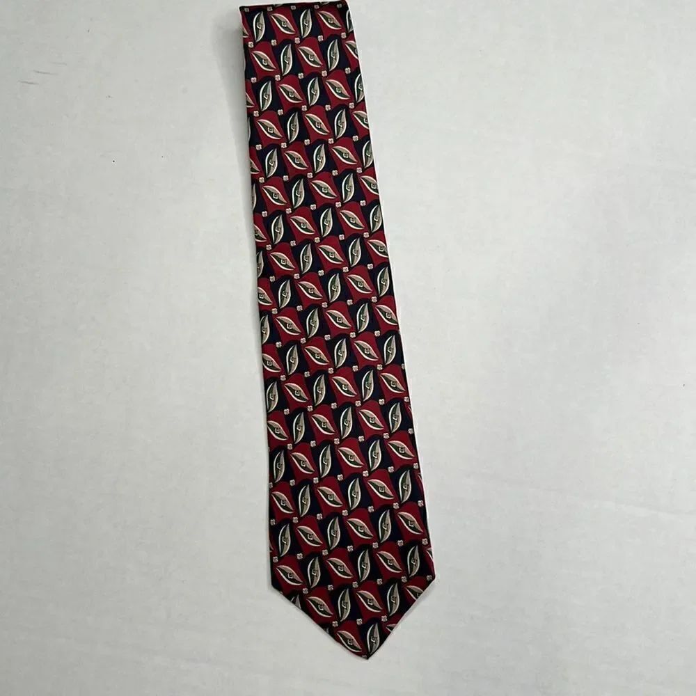 Brooks Brothers navy and red geometric silk tie EUC